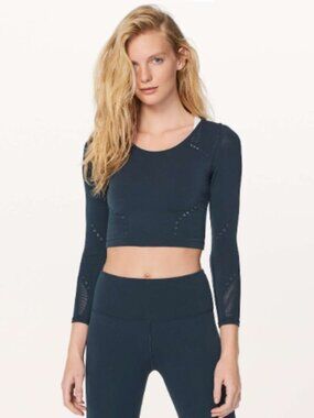 Lululemon Reveal Long‎ Sleeve Crop Top Posy Size 4/6